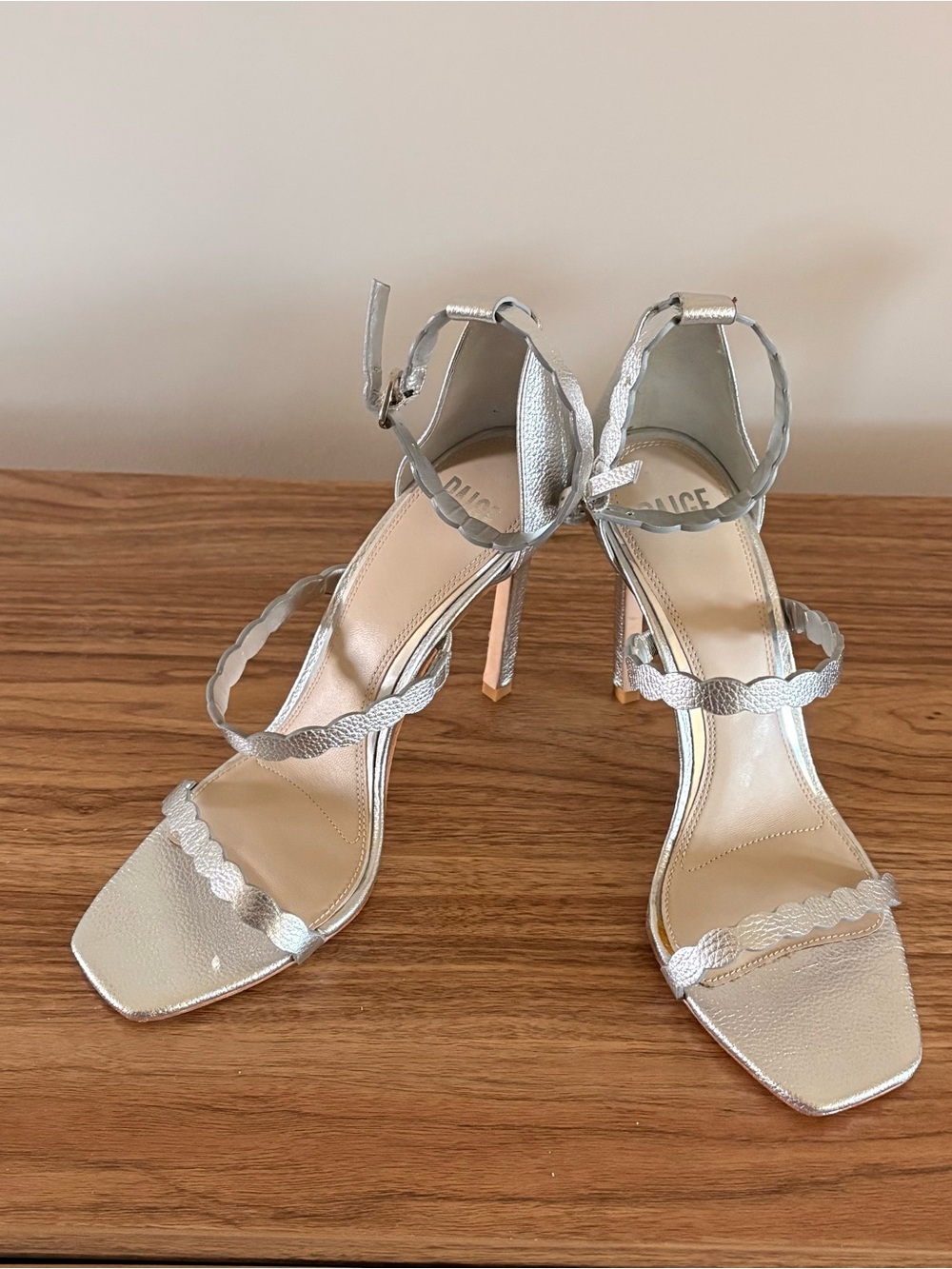 PAIGE Silver Scalloped Strap Heeled Sandals